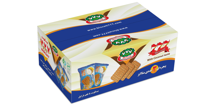 بیسکوییت نارگیلی 777 طرح 3عددی متالایز