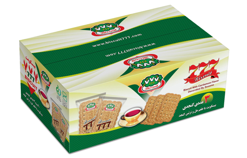 بیسکوییت هل و کنجد 777 طرح 3 عددی